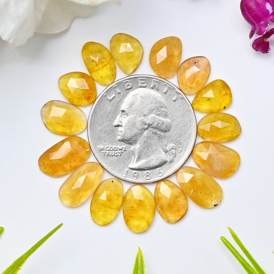 Yellow Sapphire Faceted Rose Cut Cabochon 7x12mm - 7x9mm
