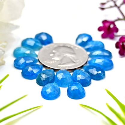 45cts Neon Apatite Rosecut Cabochon 8x12mm Tear Drop Shape AA Grade Gemstone Parcel - Total 15Pcs