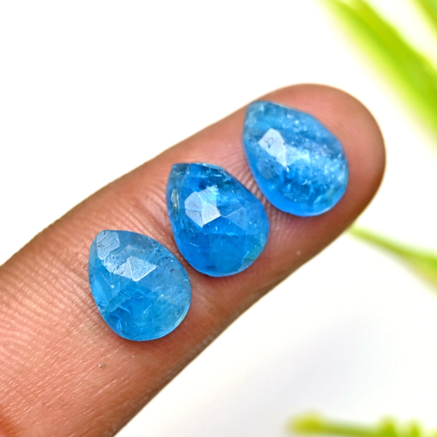 45cts Neon Apatite Rosecut Cabochon 8x12mm Tear Drop Shape AA Grade Gemstone Parcel - Total 15Pcs