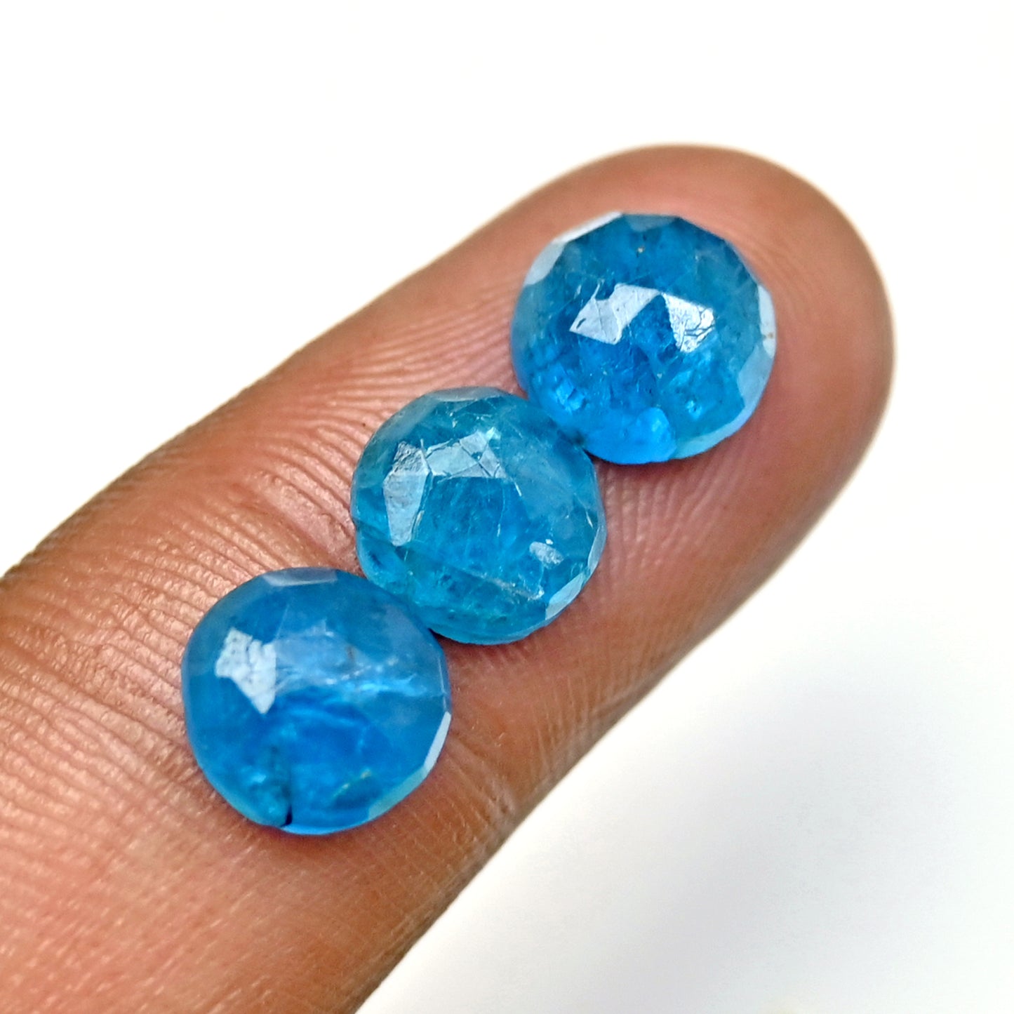 32.55cts Neon Apatite Rosecut Cabochon 8mm Round Shape AA Grade Gemstone Parcel - Total 15Pcs