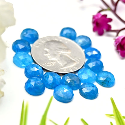 57.4cts Neon Apatite Rosecut Cabochon 10mm Round Shape AA Grade Gemstone Parcel - Total 15Pcs