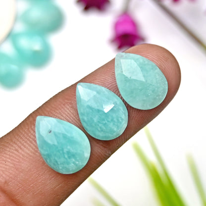 50.70cts Amazonite Rosecut Cabochon 9x13mm Tear Drop Shape AA Grade Gemstone Parcel -Total 15 Pcs