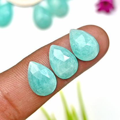 51.9cts Amazonite Rosecut Cabochon 9X13mm Tear Drop Shape AA Grade Gemstone Parcel -Total 15 Pcs