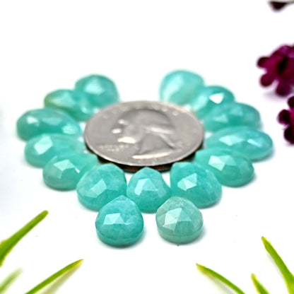 45.5cts Amazonite Rosecut Cabochon 8X12mm Tear Drop Shape AA Grade Gemstone Parcel -Total 15 Pcs