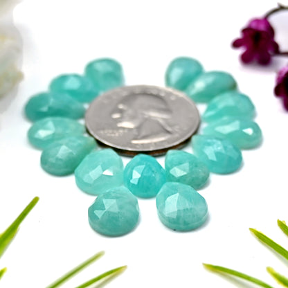 44.35cts Amazonite Rosecut Cabochon 8X12mm Tear Drop Shape AA Grade Gemstone Parcel -Total 15 Pcs