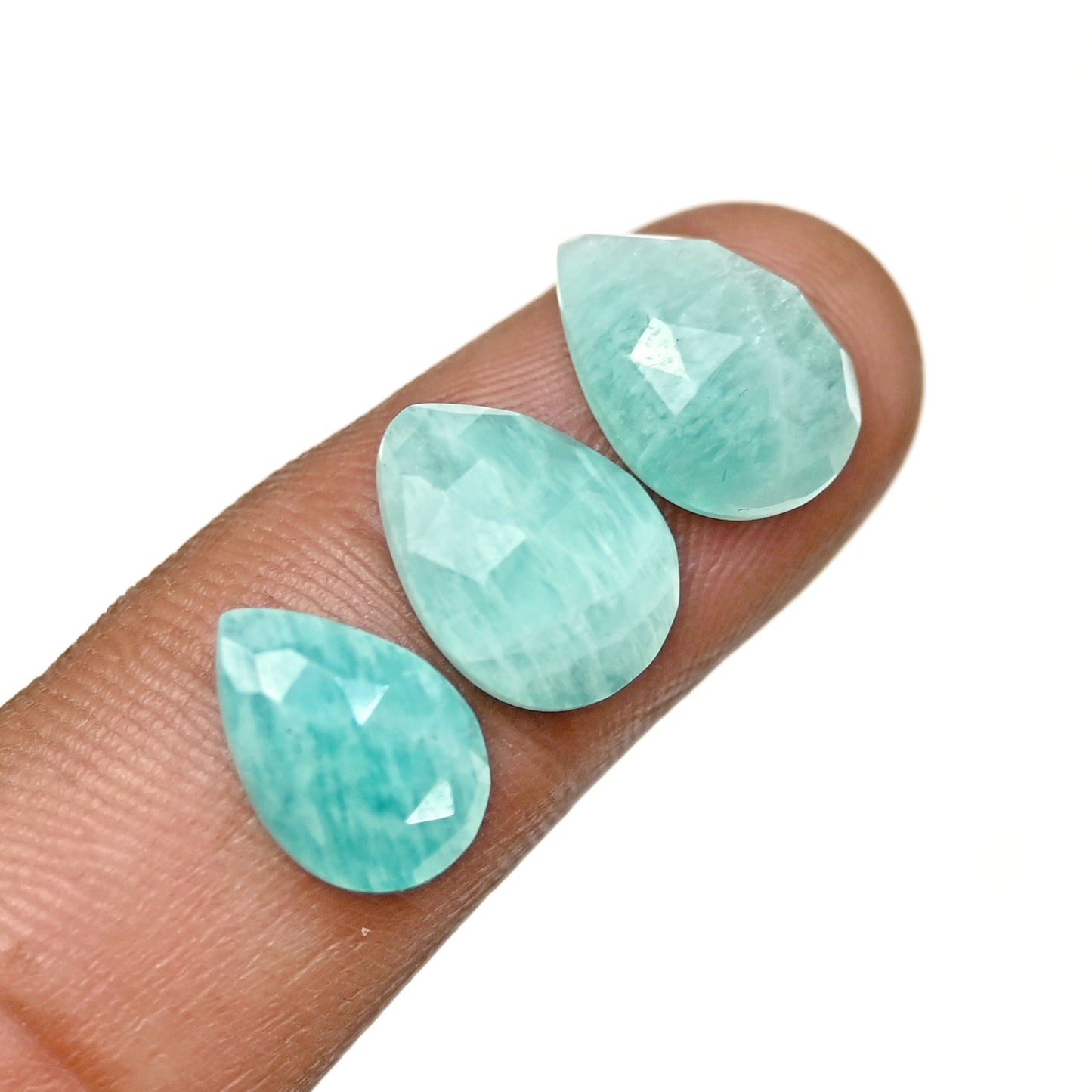 44.35cts Amazonite Rosecut Cabochon 8X12mm Tear Drop Shape AA Grade Gemstone Parcel -Total 15 Pcs