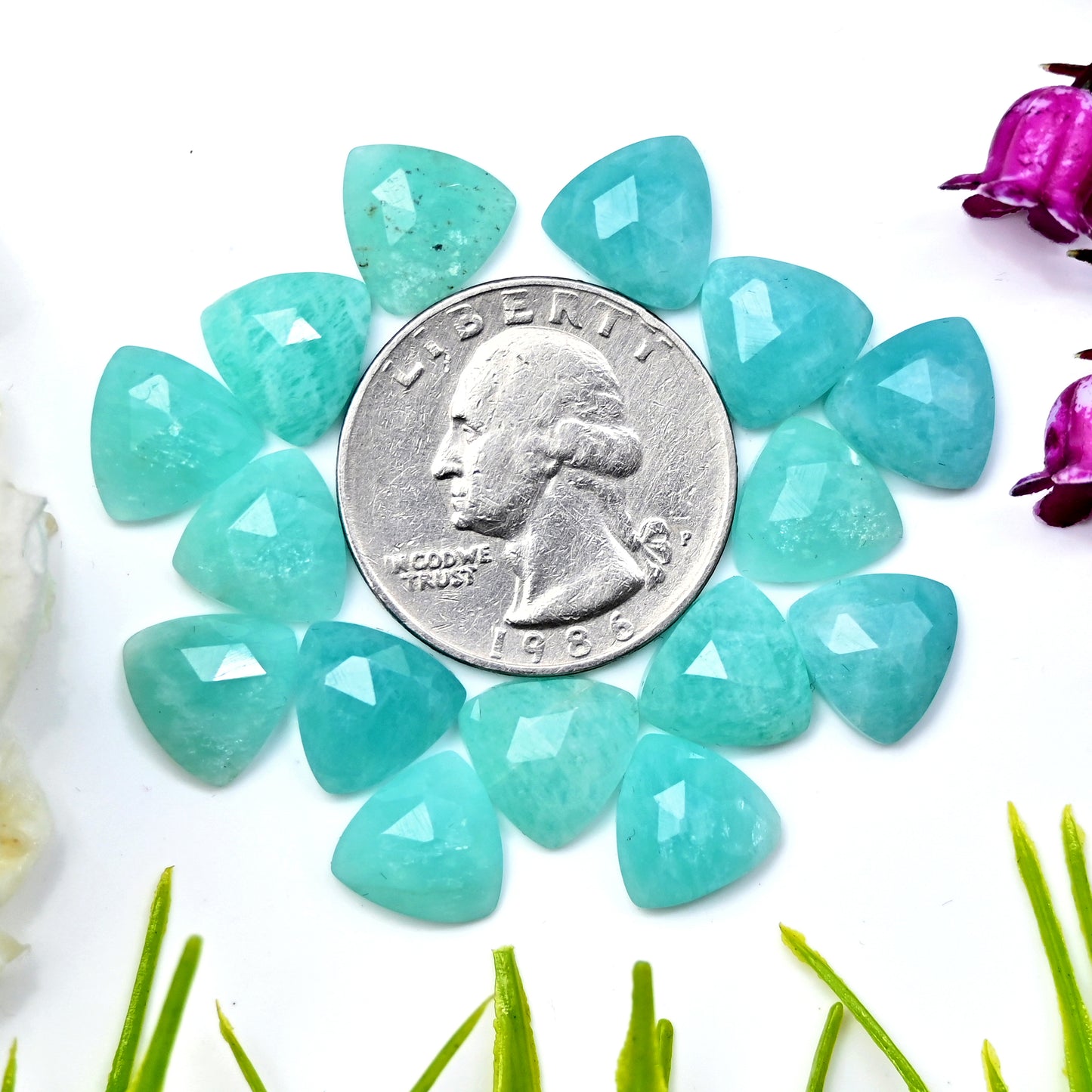 42.1cts Amazonite Rosecut Cabochon 10X10mm Tear Drop Shape AA Grade Gemstone Parcel -Total 15 Pcs