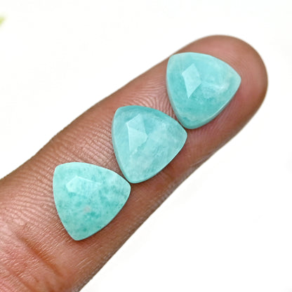 43.7cts Amazonite Rosecut Cabochon 10X10mm Triangle Shape AA Grade Gemstone Parcel -Total 15 Pcs