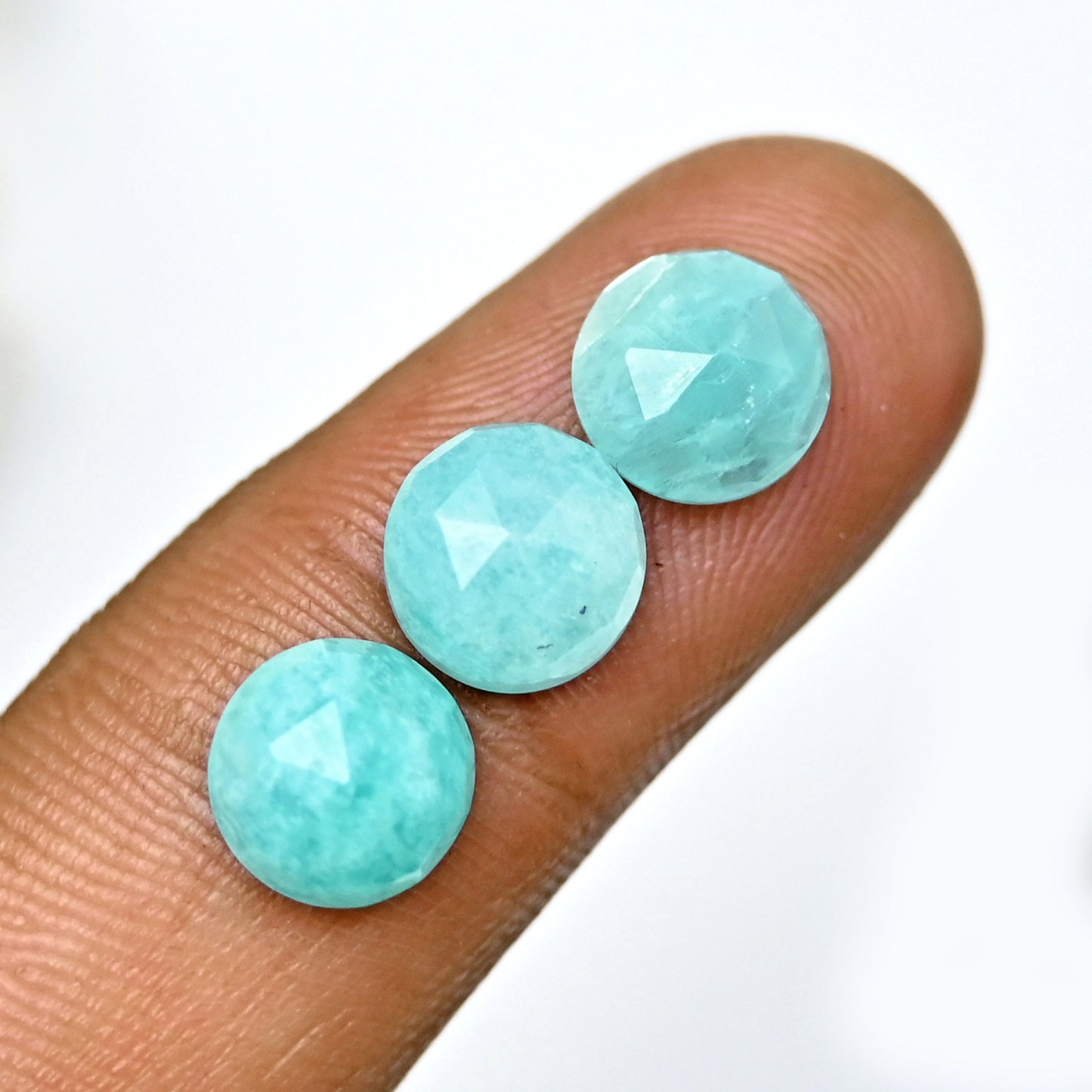 29.45cts Amazonite Rosecut Cabochon 8mm Round Shape AA Grade Gemstone Parcel -Total 15 Pcs