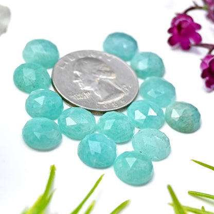 42.3cts Amazonite Rosecut Cabochon 10mm Round Shape AA Grade Gemstone Parcel -Total 15 Pcs