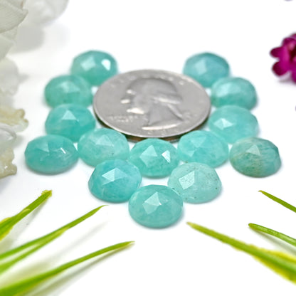 42.3cts Amazonite Rosecut Cabochon 10mm Round Shape AA Grade Gemstone Parcel -Total 15 Pcs