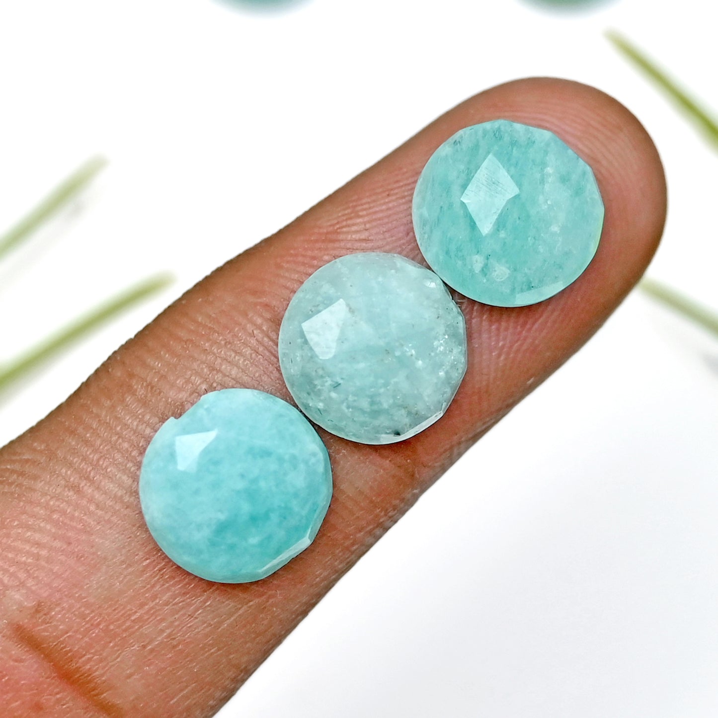 42.3cts Amazonite Rosecut Cabochon 10mm Round Shape AA Grade Gemstone Parcel -Total 15 Pcs