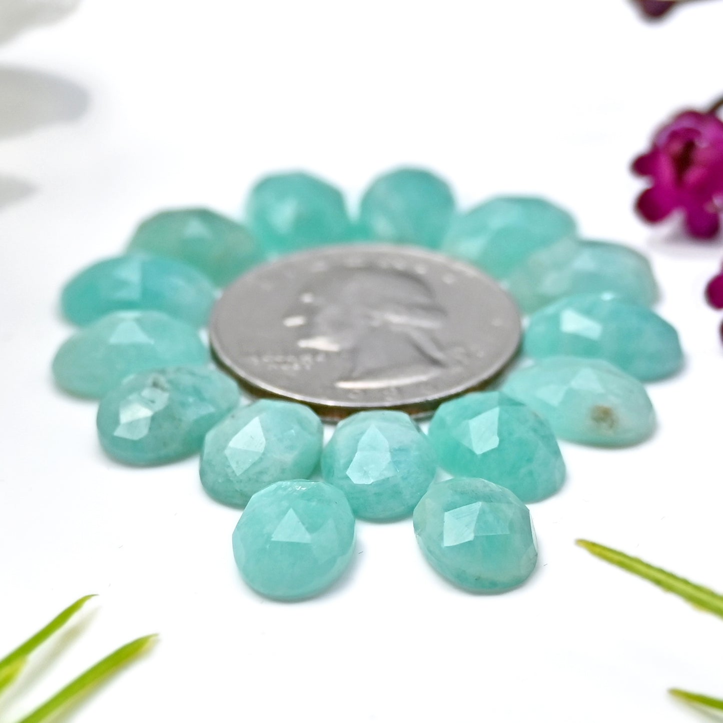 45.45cts Amazonite Rosecut Cabochon 8X12mm Oval Shape AA Grade Gemstone Parcel -Total 15 Pcs