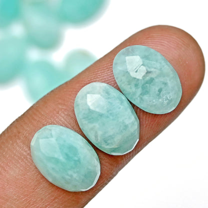 45.45cts Amazonite Rosecut Cabochon 8X12mm Oval Shape AA Grade Gemstone Parcel -Total 15 Pcs