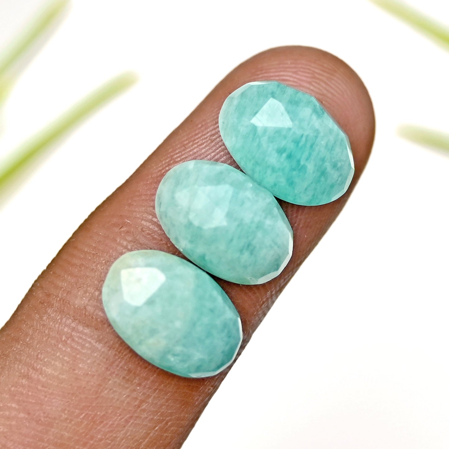 46.75cts Amazonite Rosecut Cabochon 8X12mm Oval Shape AA Grade Gemstone Parcel -Total 15 Pcs