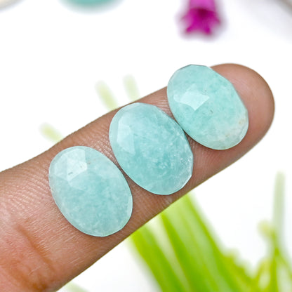 44.55cts Amazonite Rosecut Cabochon 10X14mm Oval Shape AA Grade Gemstone Parcel -Total 10 Pcs