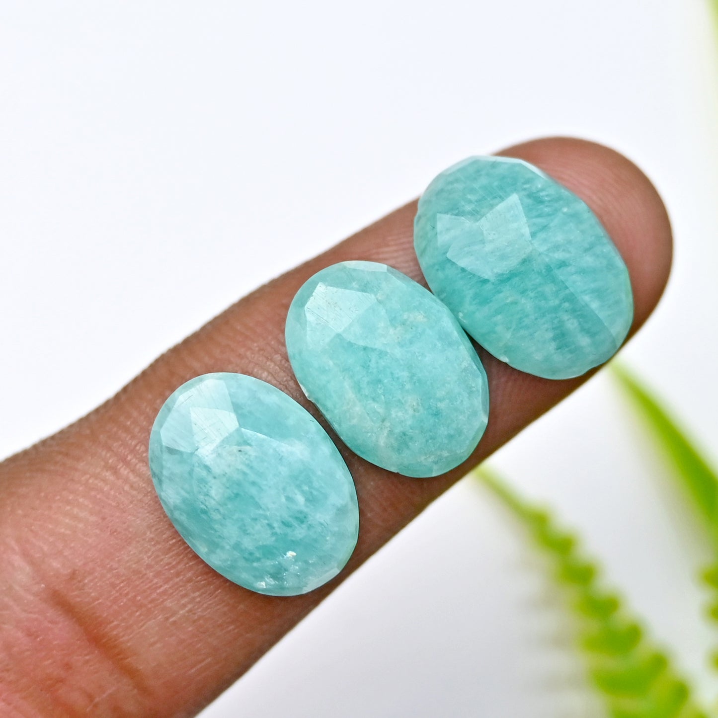 44.1cts Amazonite Rosecut Cabochon 10X14mm Oval Shape AA Grade Gemstone Parcel -Total 10 Pcs