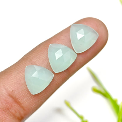 42cts Peru Chalcedony Rose Cut 10x10mm Trillian Shape AA Grade Gemstone Parcel - Total 15 Pcs