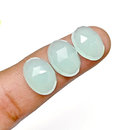 43,25 ct Peruanischer Chalcedon im Rosenschliff, 10 x 14 mm, ovale Form, Edelstein der Güteklasse AA, Paket – insgesamt 10 Stück