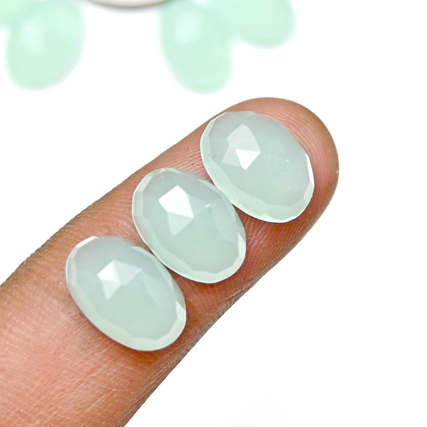 46.7cts Peru Chalcedony Rose Cut 8x12mm Oval Shape AA Grade Gemstone Parcel - Total 15 Pcs