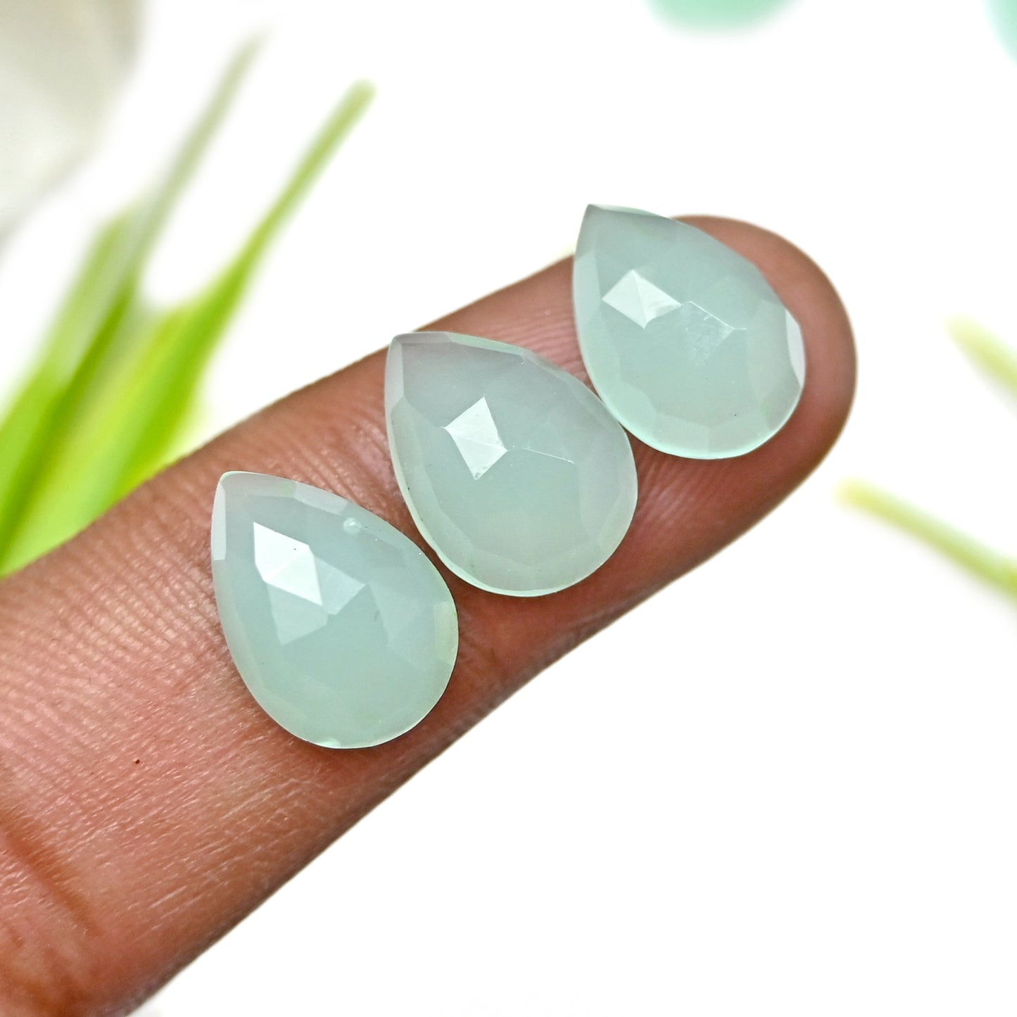 54.05cts Peru Chalcedony Rose Cut 9x13mm Tear Drop Shape AA Grade Gemstone Parcel - Total 15 Pcs