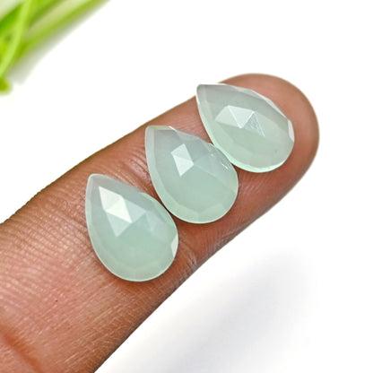 41.2cts Peru Chalcedony Rose Cut 8x12mm Tear Drop Shape AA Grade Gemstone Parcel - Total 15 Pcs