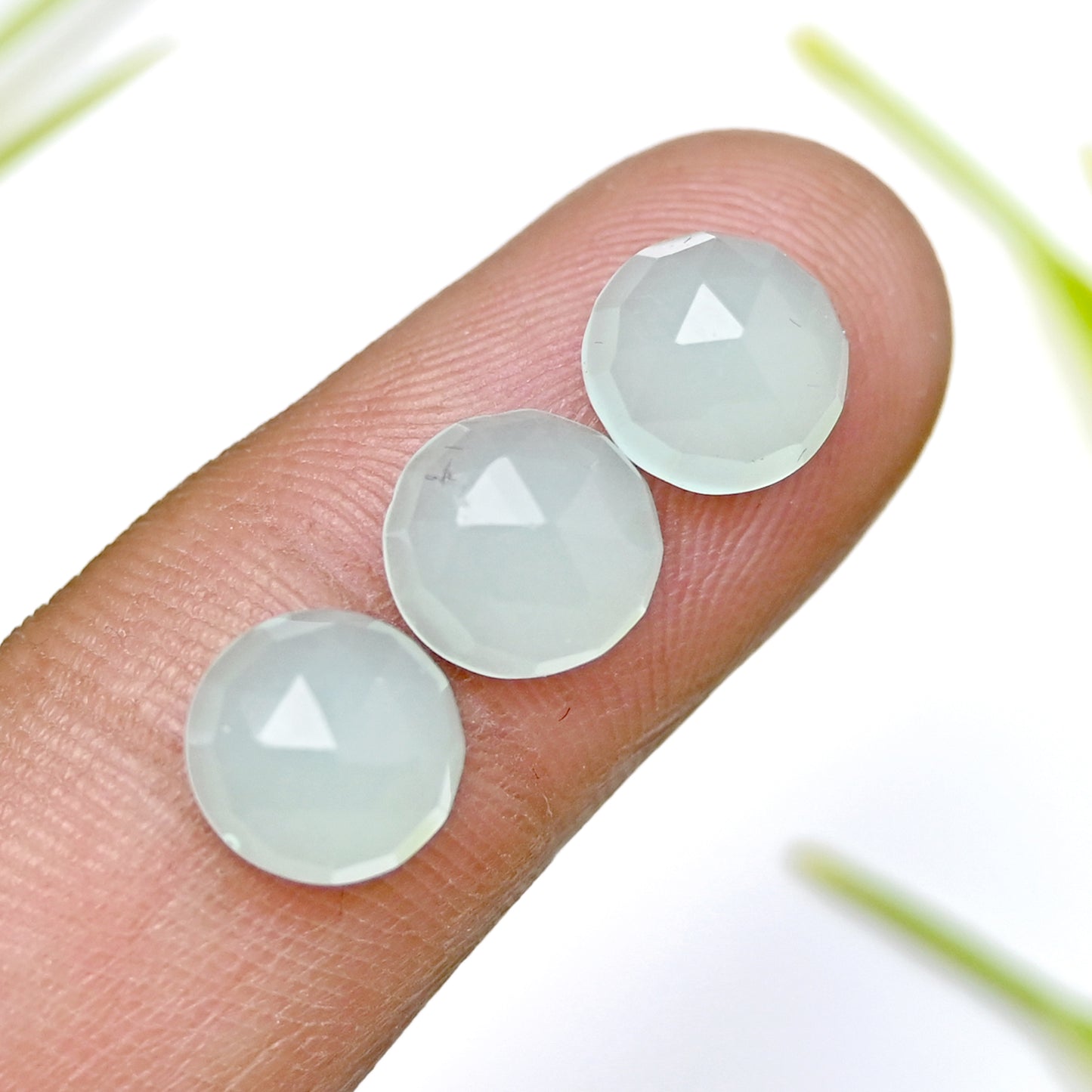 28,9 ct Peruanischer Chalcedon im Rosenschliff, 8 mm, runde Form, Edelsteinklasse AA, Paket – insgesamt 15 Stück