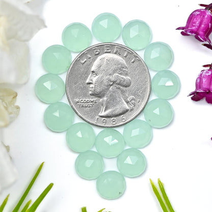 28,9 ct Peruanischer Chalcedon im Rosenschliff, 8 mm, runde Form, Edelsteinklasse AA, Paket – insgesamt 15 Stück