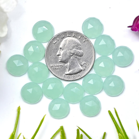 46,55 ct Peruanischer Chalcedon im Rosenschliff, 10 mm, runde Form, Edelsteinklasse AA, Paket – insgesamt 15 Stück