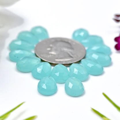 37.35cts Aqua Chalcedony Rose Cut 8X12mm Tear Drop Shape AA Grade Gemstone Parcel - Total 15 Pcs