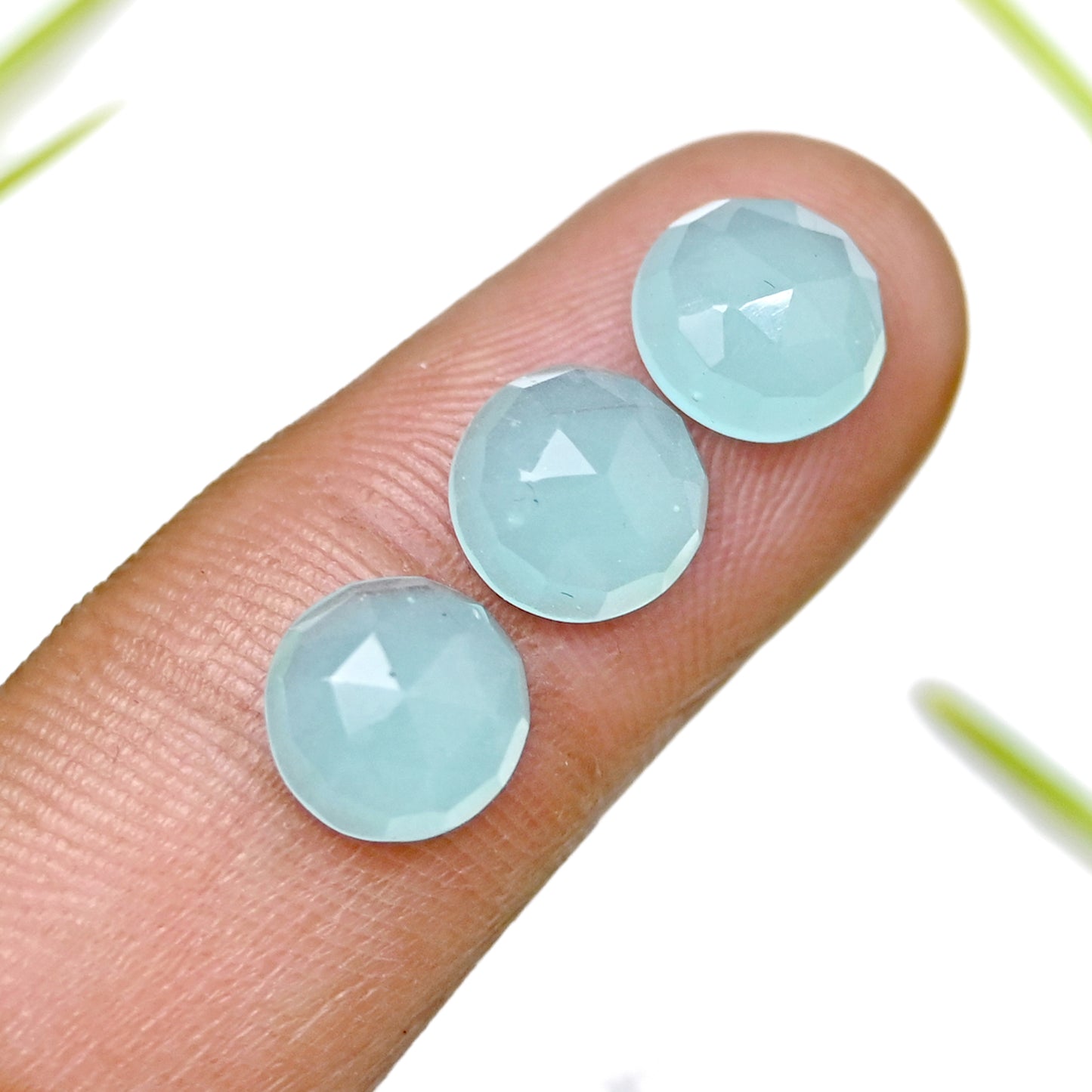 27.35cts Aqua Chalcedony Rose Cut 8mm Round Shape AA Grade Gemstone Parcel - Total 15 Pcs