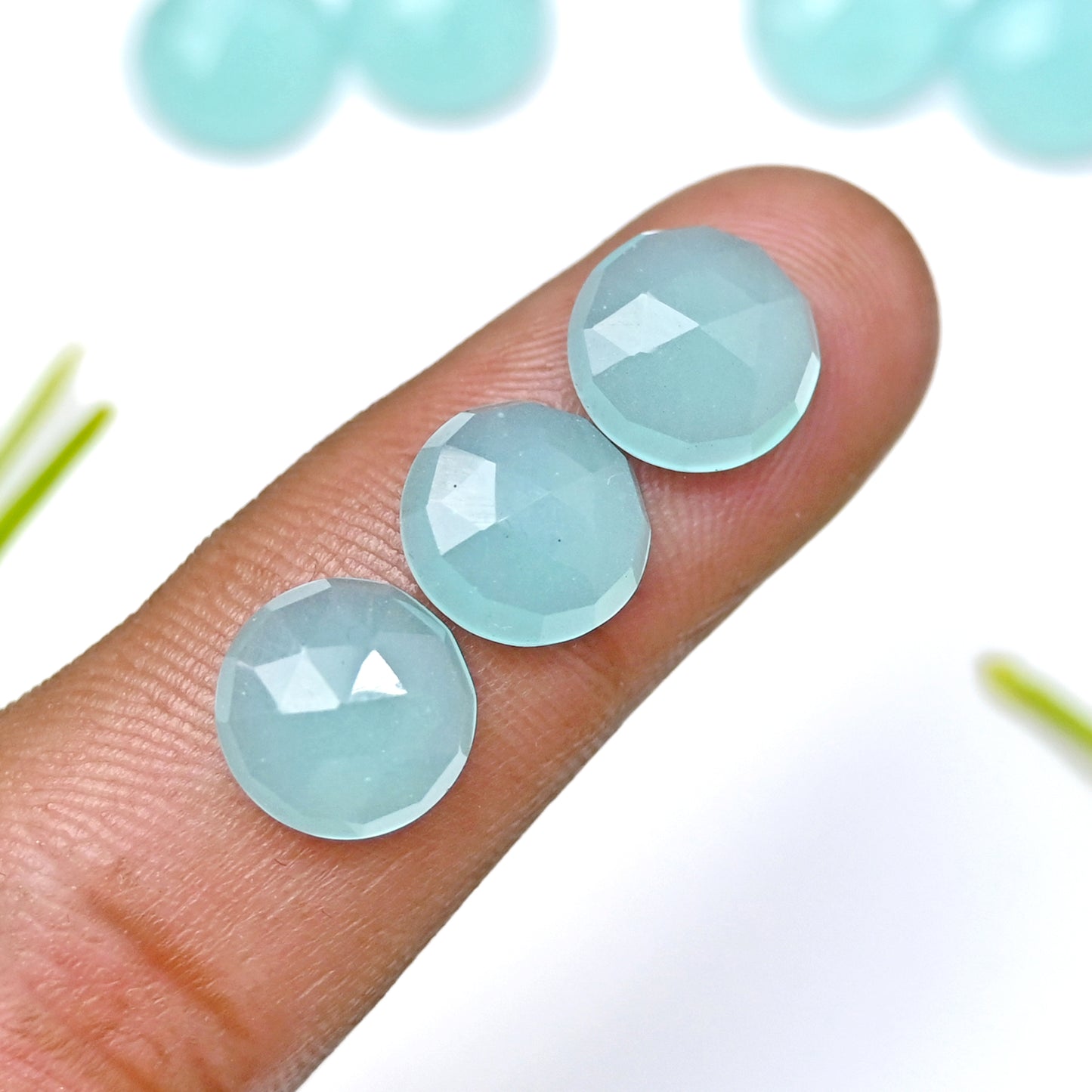 43.4cts Aqua Chalcedony Rose Cut 10mm Round Shape AA Grade Gemstone Parcel - Total 15 Pcs