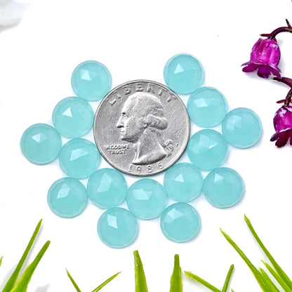 43.4cts Aqua Chalcedony Rose Cut 10mm Round Shape AA Grade Gemstone Parcel - Total 15 Pcs