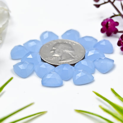 42.55cts Blue Chalcedony Rose Cut 10x10mm Trillian Shape AA Grade Gemstone Parcel - Total 15 Pcs