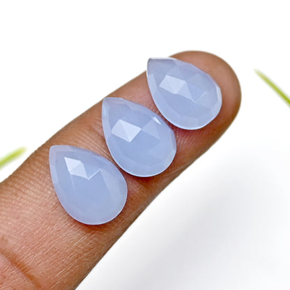 51.5cts Blue Chalcedony Rose Cut 9x13mm Tear Drop Shape AA Grade Gemstone Parcel - Total 15 Pcs