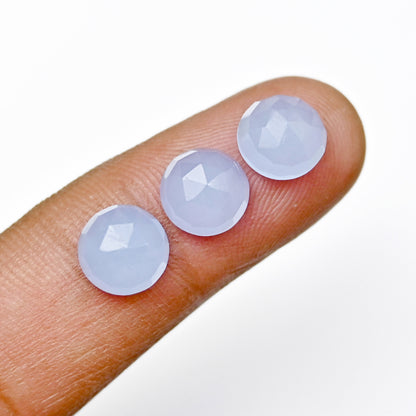 30,25 Karat blauer Chalcedon im Rosenschliff, 8 mm, runde Form, Edelsteinklasse AA, Paket – insgesamt 15 Stück