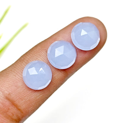 46.65cts Blue Chalcedony Rose Cut 10mm Round Shape AA Grade Gemstone Parcel - Total 15 Pcs