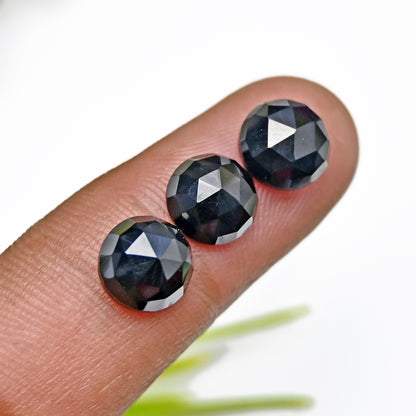 29.8cts Black Onyx Rosecut Cabochon 8mm Round Shape AA Grade Gemstone Parcel -Total 15 Pcs