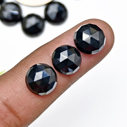 49cts Black Onyx Rosecut Cabochon 10mm Round Shape AA Grade Gemstone Parcel -Total 15 Pcs