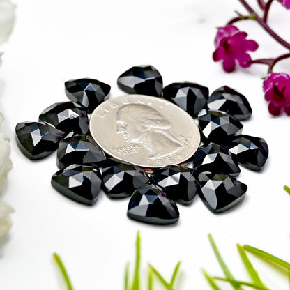 43.4cts Black Onyx Rosecut Cabochon 10x10mm Triangle Shape AA Grade Gemstone Parcel -Total 15 P