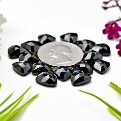 43.4cts Black Onyx Rosecut Cabochon 10x10mm Triangle Shape AA Grade Gemstone Parcel -Total 15 P