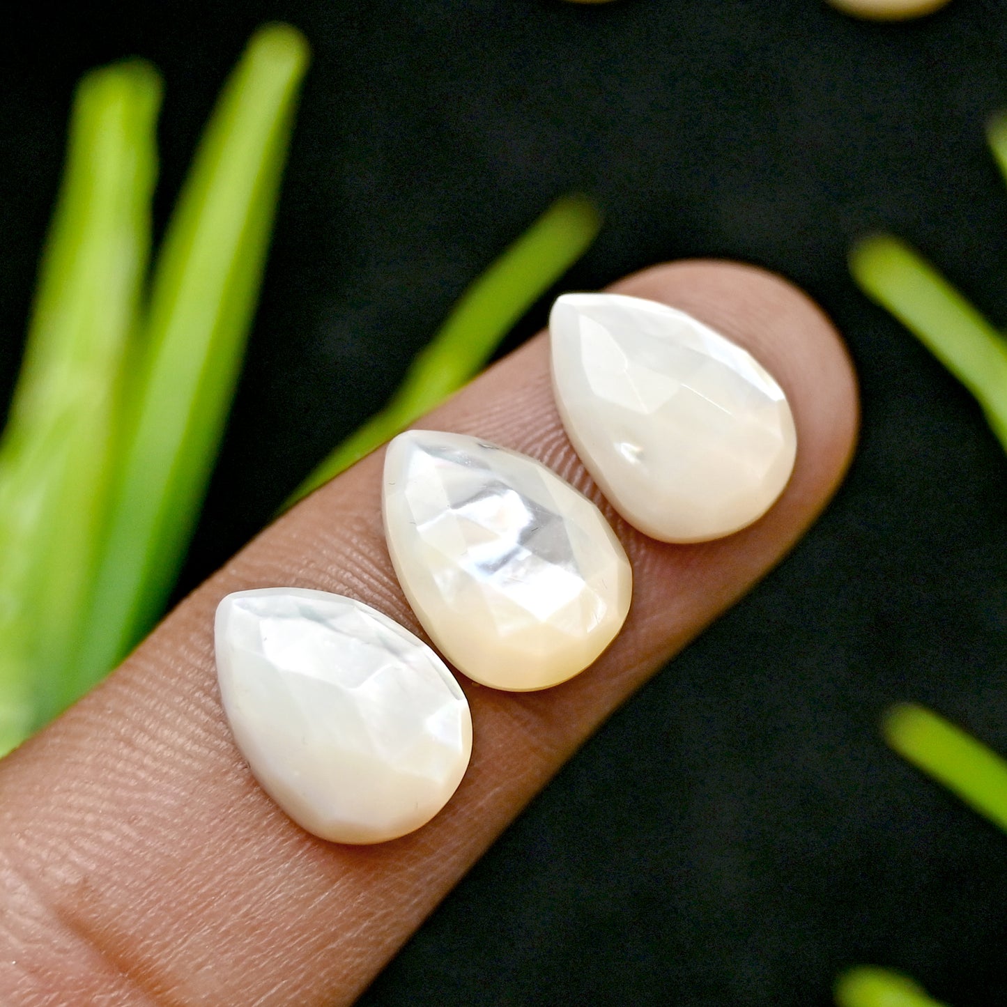 55.05cts Mother of Pearl Rose Cut Cabochons 9x13mm Calibrated Tear Drop Shape AA Grade Gemstone Parcel -Total 15 Pcs