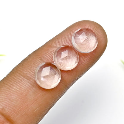 30.95cts Crystal Quartz Rose Cut Cabochon 8mm Round Shape AA Grade Gemstone Parcel -Total 15 Pcs