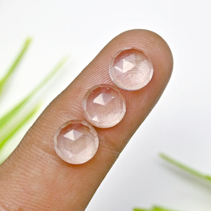 30.9cts  Crystal Quartz Calibrated Rose Cut Cabochon 8mm Round Shape AA Grade Gemstone Parcel -Total 15 Pcs