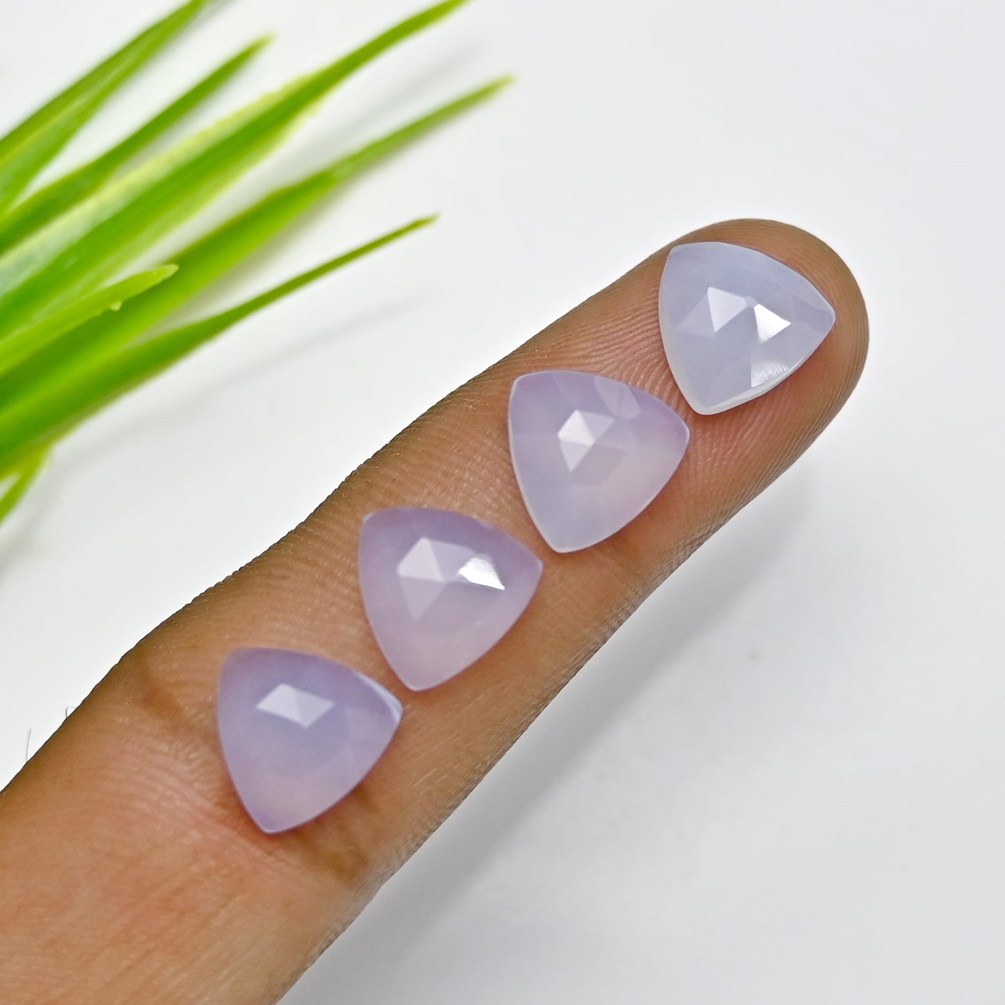 Calibrated Natural Blue Chalcedony Faceted Rose Cut Cabochon 10x10mm