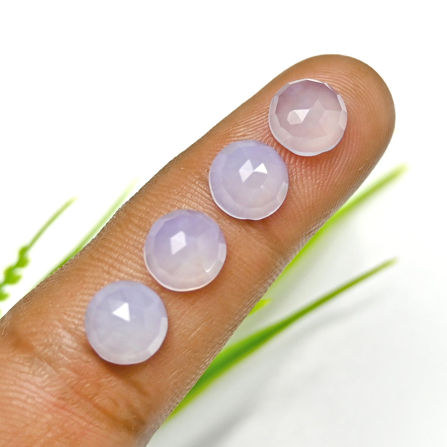 32,45 ct natürlicher blauer Chalcedon, 8 mm, kalibrierter Cabochon im Rosenschliff, runde Form, Edelsteinpaket der Güteklasse AA, insgesamt 15 Stück