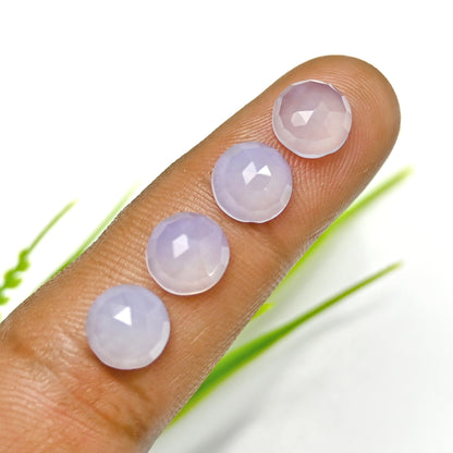 32,45 ct natürlicher blauer Chalcedon, 8 mm, kalibrierter Cabochon im Rosenschliff, runde Form, Edelsteinpaket der Güteklasse AA, insgesamt 15 Stück