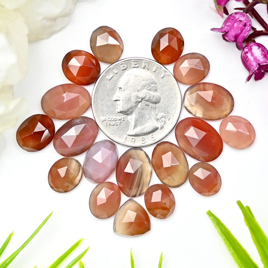 Calibrated Natural Botswana Agate Faceted Rose Cut Cabochon 8x10mm - 10x14mm