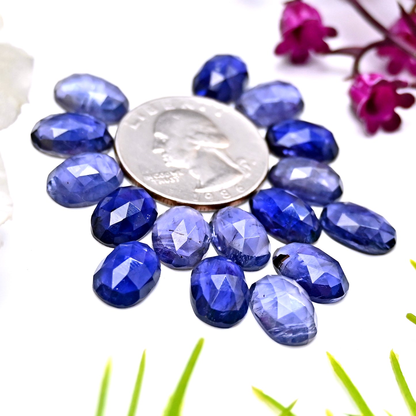 45.86cts Natural Iolite 8x12mm Calibrated  Rose Cut Cabochon Oval Shape AA Grade Gemstone Parcel -Total 15 Pcs