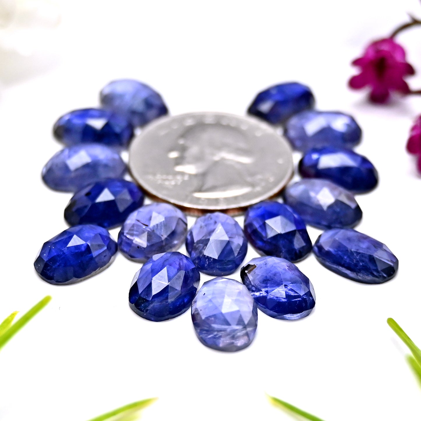 45.86cts Natural Iolite 8x12mm Calibrated  Rose Cut Cabochon Oval Shape AA Grade Gemstone Parcel -Total 15 Pcs